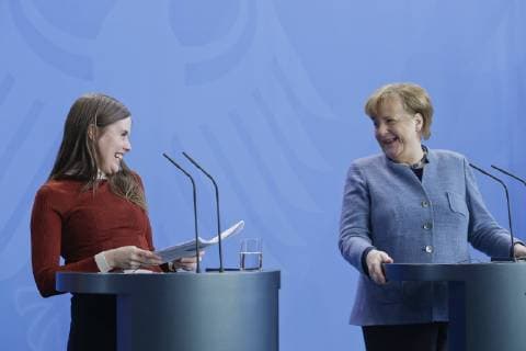 19 03 2018 Berlin Germany Photo by Federal Chancellor Angela Merkel CDU and the Prime Minister of Iceland Katrin Jakobsdottir during a press statement in the Federal Chancellery in Berlin MR: N
