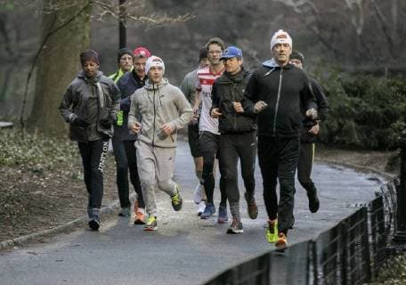 Federal Foreign Minister Heiko Maas SPD meets with the PRunners a running meeting of ambassadors at the United Nations to jog in Central Park 28 03 2018 New York USA Copyright: xThomasxImo photothek.netx