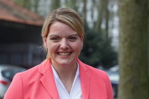 DEU Germany North Rhine-Westphalia Lünen 11 04 2018 Season opening asparagus NRW 13 years Spargelstraße NRW Biolandhof Schulze Wethmar Christina Schulze Föcking CDU Minister for Environment Agriculture Nature and Consumer Protection of North Rhine-Westphalia