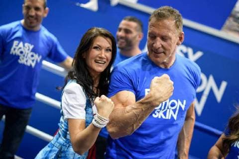 FIBO International Trade Fair for Fitness 12 04 2018 Ralf Möller with Antonia from Tyrol Sandra Stumptner during FIBO at 12 04 2018 Köln NRW Germany Messe