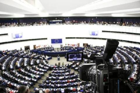French President Emmanuel Macron delivers his speech at the European Parliament in Strasbourg, eastern France, Tuesday, April 17, 2018. Macron is expected to outline his vision for the future of Europe to push for deep reforms of the 19-nation eurozone and will launch a drive to seek European citizens opinions on the European Union s future. Ambiance NEWS : Emmanuel Macron Parlement Europeen - Strasbourg - 17 04 2018 ElyxandroCegarra Panoramic