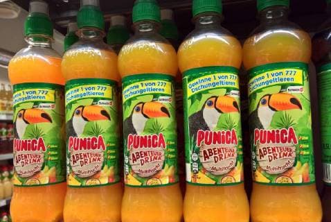 Punica is a brand of fruit juices currently developed by PepsiCo in 1977 Punica drinks are available as Classics SoFresh Tea and Fruit Fruity and tangy as well as adventure drinks Punica drinks are bottled in glass and PET bottles and in beverage boxes Foto Punika Multifrucht adventure drink in plastic bottles