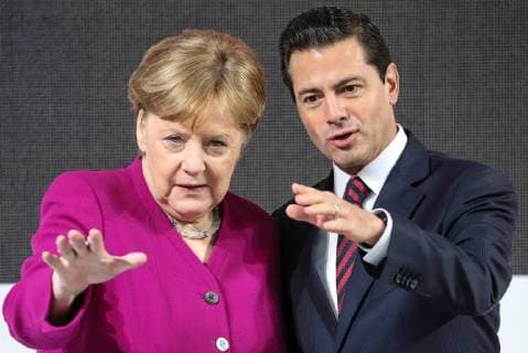 23 04 2018 Niedersachsen Hanover Federal Chancellor Angela Merkel CDU and Enrique Pena Nieto President of the host country Mexico will be at the stand of the partner country at the Hannover Messe 2018