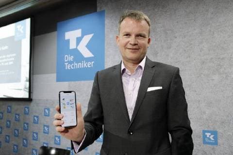 24 04 2018 Berlin Germany TK presents nationwide electronic health record Press conference on the launch of the digital health record TK Safe by TK and IBM Photo Dr Jens Baas CEO of Techniker Krankenkasse TK