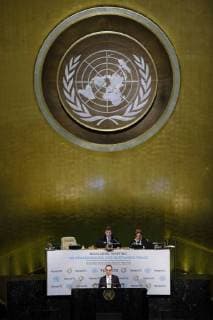 Federal Foreign Minister Heiko Maas SPD speaks at the United Nations General Assembly on a high-level segment New York 24 04 2018 New York USA Copyright: xThomasxTrutschelx
