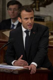 French President Emmanuel Macron delivers a joint address to the United States congress at the United States Capitol in Washington, DC on April 25, 2018. Copyright: x©2018xConsolidatedxNewsxPhotosxAllxRightsxReservedx