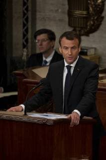 French President Emmanuel Macron delivers a joint address to the United States congress at the United States Capitol in Washington, DC on April 25, 2018. Copyright: x©2018xConsolidatedxNewsxPhotosxAllxRightsxReservedx