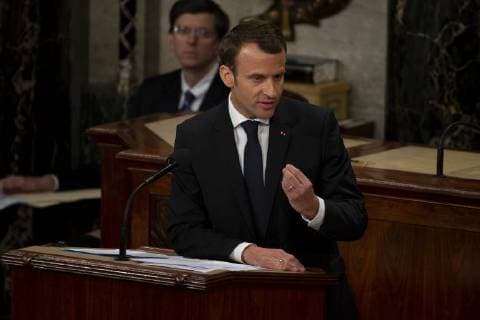 French President Emmanuel Macron delivers a joint address to the United States congress at the United States Capitol in Washington, DC on April 25, 2018. Copyright: x©2018xConsolidatedxNewsxPhotosxAllxRightsxReservedx