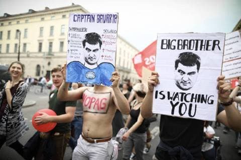 nopag Protest against Bavarian police task law Mass demonstration No to the new Bavarian police task law Tens of thousands of people protest in the Bavarian capital Munich against the planned intensification of the police task law PAG Munich Bavaria Germany