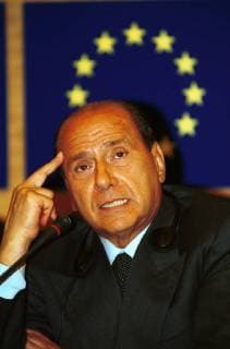 Italian Prime Minister Silvio Berlusconi gives a press conference on Wednesday 2 July 2003 in the European Parliament in Strasbourg on the occasion of his assumption of office as EU Council President In his speech to the parliament before Berlusconi caused a scandal when he verbally attacked a German member of parliament under his criticism