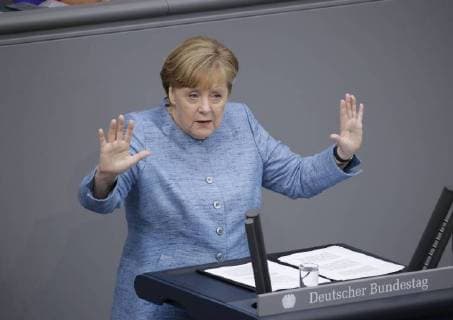 Chancellor Dr Angela Merkel CDU Germany Berlin Bundestag Plenary General debate on government policy with the Federal Chancellor 16 05 2018