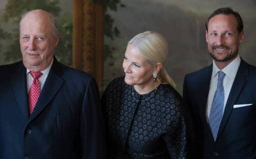 - OSLO, NORWAY: King Harald V of Norway, Crown Princess Mette-Marit of Norway and Crown Prince Haakon of Norway pictured during the official visit abroad of the new Belgian King and Queen, to Oslo, the capital of Norway, on Wednesday 30 April 2014. BENOITxDOPPAGNE  x57694784x