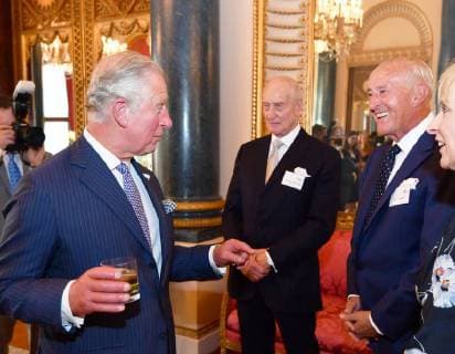 . 06 06 2018. London, United Kingdom. The Prince of Wales with Charles Dance and Len Goodman during a reception for Age UK at Buckingham Palace in London.  xPoolx xi-Imagesx IIM-17918-0001