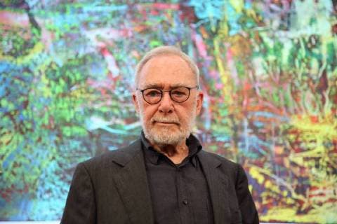 Gerhard Richter poses in the context of a press conference for the exhibition Gerhard Richter Abstraction at the Museum Barberini in Potsdam 28 June 2018 Exhibition Gerhard Richter Abstraction at the Museum Barberini