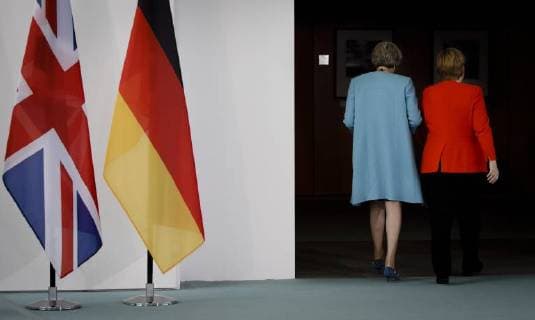 German Chancellor Angela Merkel r CDU meets Prime Minister of the United Kingdom of Great Britain and Northern Ireland Theresa May at the Chancellery 05 07 2018 Berlin Berlin Germany Copyright: xIngaxKjer photothek.netx