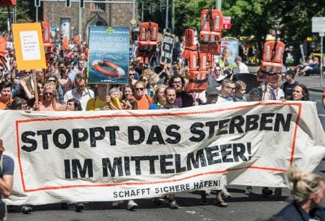Thousands of people demonstrated Saturday 07 07 2018 in Berlin for the rescue of refugees in the Medit Copyright: epd-bild ChristianxDitsch EDITORIAL USE ONLY