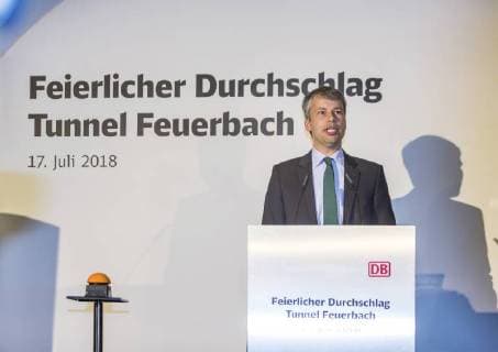 DEU Germany Stuttgart 17 07 2018 Milestone in the Stuttgart project 21 Breakthrough at the 3026-meter Feuerbach tunnel Steffen Bilger CDU MdB Parliamentary State Secretary to the Federal Minister of Transport and Digital Infrastructure