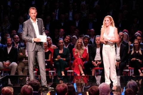 Hamburg Matthias Brügelmann and Andrea Kaiser Presentation of the Sport Bild Award in the fish auction hall Große Elbstraße in Hamburg on 27 8 2018