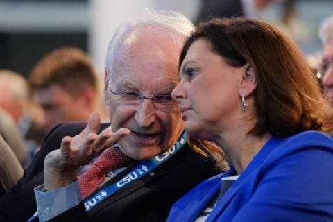 Edmund STOIBER Honorary Chairman and Ilse AIGNER Christian Social Union CSU small party congress 2018 on 15 09 2018 in Munich P O S T P A L A S T Germany x_DSF7778x