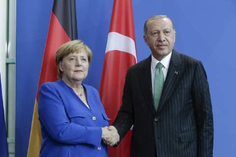 28 09 2018 Berlin Germany Press briefing by German Chancellor Angela Merkel and the President of the Republic of Turkey Recep Tayip Erdogan after the joint meeting in the Federal Chancellery Photo Chancellor Angela Merkel CDU and Recep Tayip Erdogan President of Turkey