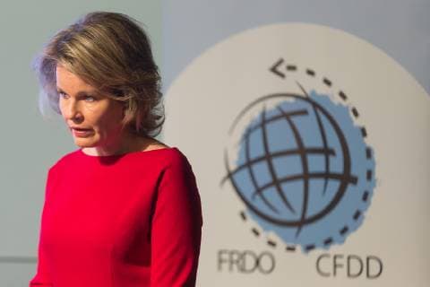 Queen Mathilde of Belgium delivers a speech at the 25th anniversary of the CFDD-FRDO federal council for sustainable development, in Brussels, Friday 12 October 2018. JAMESxARTHURxGEKIERE 05445810
