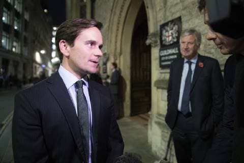 October 31, 2018 - London, London, UK - London, UK. Managing Director of Iceland Foods Group Richard Walker speaks to the media after a briefing for business leaders by Prime Minister Theresa May and The Chancellor of The Exchequer Philip Hammond about the budget and Brexit. London UK - ZUMAl94_ 20181031_zaf_l94_015 Copyright: xRobxPinneyx