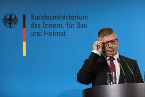 Thomas Haldenwang during the presentation of the new President of the Federal Office for the Protection of the Constitution on 15 11 2018 at the Ministry of the Interior in Berlin Germany After former President Hans Georg Maassen was relieved of his post, former Vice President Thomas Haldenwang has now been appointed President of the Federal Office for the Protection of the Constitution