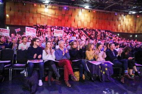 December 9, 2018 - London, United Kingdom - Hundreds of people are seen attending the rally..Hundreds of people attend the Best for Britain and the People™s Vote campaign™s rally at Excel Centre in East London on the eve of the week in which Parliament will vote on Prime Minister Theresa May™s Brexit withdrawal deal. London United Kingdom - ZUMAs197 20181209_zaa_s197_101 Copyright: xDinendraxHariax