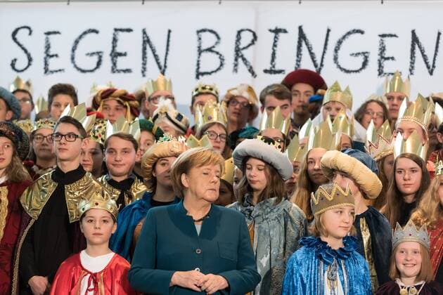 Federal Chancellor Angela Merkel of the Christian Democratic Union CDU receives the star singers on 07 01 2019 in Berlin Germany Under the motto of this years action Blessings bring Blessings his We belong together in Peru and worldwide the Chancellor receives each 4 star singers from 27 German dioceses take part in the 61 Three-Kinged Singing