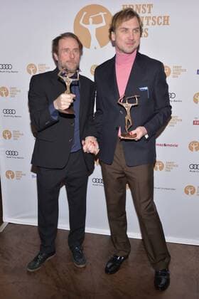 Ernst Lubitsch Prize Award Bjarne Maedel Lars Eidinger at the Ernst Lubitsch Prize Award by the Club der Filmjournalisten Berlin e V at the Kino Babylon in Berlin on 30 01 2019