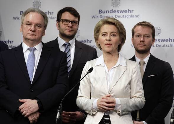 Reiner Haseloff Prime Minister of Saxony-Anhalt Marian Wendt CDU Ursula von der Leyen Federal Minister of Defence Christoph Bernstiel CDU Germany Berlin BMI and BMVg announce location for new cyber agency 31 01 2019