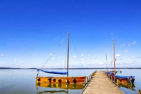 Germany, Steinhude, Moored boats at Steinhuder Meer  PUF01329