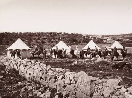 Encampment of Western Tourists Outside Jerusalem, orientalist photography, Maison Bonfils, Albumen print, 1880s  Copyright: LCD2_180906_25748