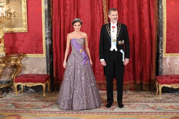 Spanish King Felipe VI and Queen Letizia with Peru President Martin Alberto Vizcarra Cornejo and wife Maribel Diaz during a gala dinner at the Royal Palace in Madrid due to the official trip of Peru President to Spain on Wednesday 27 Febrary 2019 Cordon Press  JesusxHellin 828 cordonxPRESS Cena de gala al Presidente de Perú