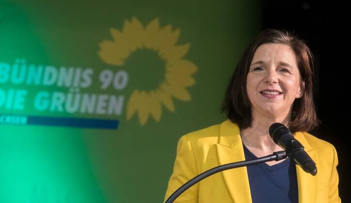 Green state party conference Saxony in Chemnitz on 02 03 2019 guest speaker Bundestag faction leader Katrin Göring Eckardt speaks Chemnitz Saxony Germany