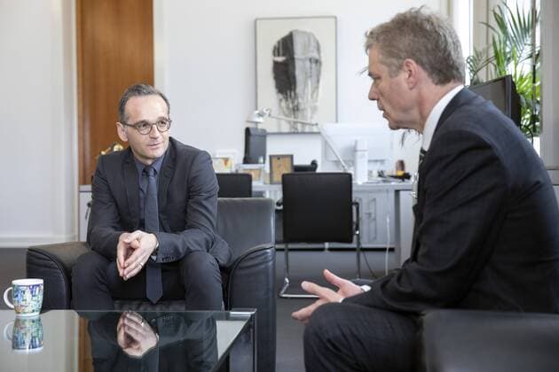 Federal Foreign Minister Heiko Maas SPD l meets Daniel Kriener German Ambassador in Caracas Venezuela r for talks in Foreign Office Berlin 13 03 2019 Berlin Germany Copyright: xJaninexSchmitz photothek.netx