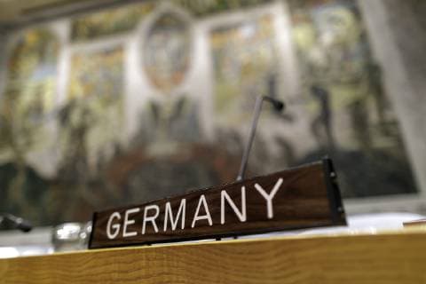 German country sign in the hall of the UN Security Council New York USA 29 03 2019 New York USA Copyright: xThomasxImo photothek.netx