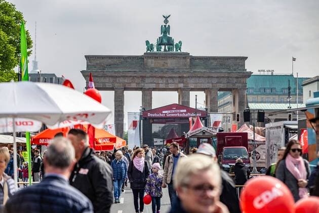 1 May at the Brandenburg Gate Rally of the DGB Berlin Tiergarten Germany