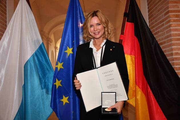 Veronica Ferres Awarded the European Medal Medal for Special Services to the Free State of Bavaria in Europe and the World Prince Carl Palais Residence Munich 13 May 2019