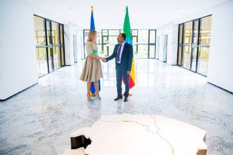 15-05-2019 Addis Queen Maxima visiting Ethiopian prime minister Abiy Ahmed during her visit to Ethiopia, as UN Special Envoy for Inclusive Financing in Ethiopie.  Copyright: xPPEx