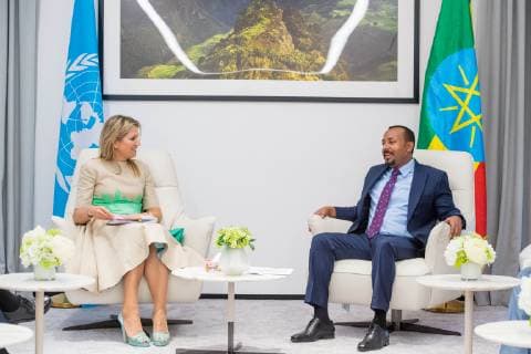 15-05-2019 Addis Queen Maxima visiting Ethiopian prime minister Abiy Ahmed during her visit to Ethiopia, as UN Special Envoy for Inclusive Financing in Ethiopie.  Copyright: xPPEx
