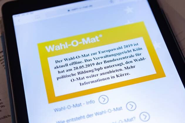 The election O Mat for the European election 2019 is currently offline, the election O Mat for the European election in Germany on 26 05 2019 The Administrative Court of Cologne prohibited the Federal Agency for Civic Education (bpb) on 20 05 2019 from offering the election O Mat further Germany