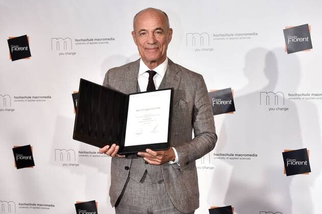 Heiner Lauterbach on his appointment as Professor of Drama, Film and Television on 27 05 2019 at the Macromedia Medien Hochschule in Berlin Heiner Lauterbach on his appointment as Professor at the Hochschul Professor in Berlin
