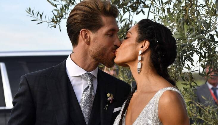 Soccerplayer Sergio Ramos and presenter Pilar Rubio during their wedding in Seville on Saturday, 15 June 2019 Cordon Press