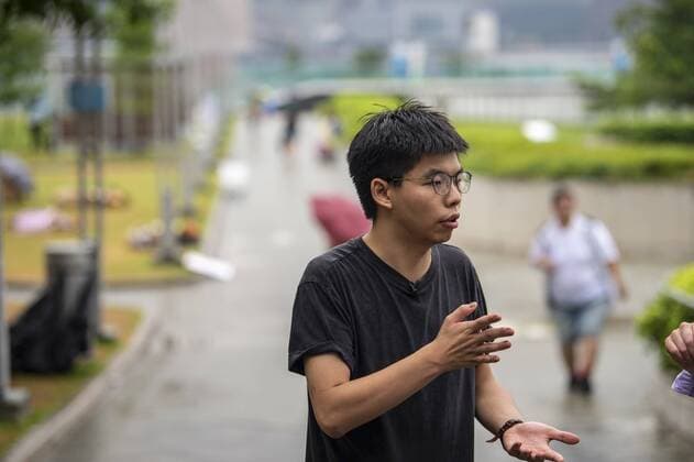 June 17, 2019 - Hong Kong, China - Joshua Wong Secretary General of DemosistAÂ? is seen outside Legislative Council in Hong Kong, China. 17 June 2019. Joshua Wong was release from prison earlier this morning after serving a two month sentence. Hong Kong China  - ZUMAn230 20190617_zaa_n230_469 Copyright: xVernonxYuenx
