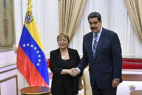 Caracas, 21 June 2019 The President of the Bolivarian Republic of Venezuela, Nicolas Maduro, receives the UN High Commissioner for Human Rights, Michelle Bachelet, at the Palacio de Miraflores, Caracas, Venezuela MATIAS DELACROIX ATON CHILE, Aton 325897  Copyright: MATIASxDELACROIX ATONxCHILE