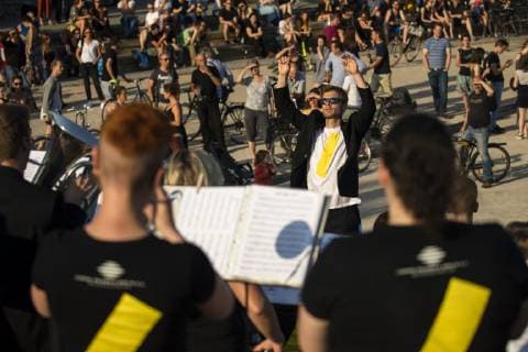 Young Ensemble Berlin performs a piece called Berliner Luft for the Fete de la Musique at Goerlitzer Park in Berlin on 21 June 2019 Fete de la Musique in Berlin