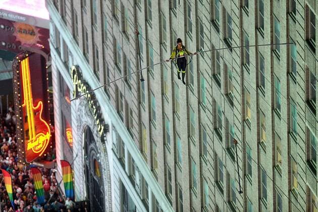 June 23, 2019 New York, NY, USA June 23, 2019 New York City Highwire Live in Times Square with Nik Wallenda and Lijana Wallenda on June 23, 2019 in New York City New York USA  - ZUMAny1_ 20190623_zaf_ny1_067 Copyright: xKristinxCallahanx