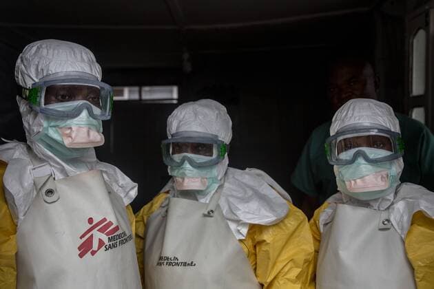 June 15, 2019, Goma, North Kivu, Democratic Republic of Congo: Medical staff dressed in protective gear before entering an isolation area at an Ebola treatment centre in Goma..DR Congo is currently experiencing the second worst Ebola outbreak in recorded history. More than 1,400 people have died. Goma Democratic Republic of Congo - ZUMAs197 20190615_zab_s197_054 Copyright: xSallyxHaydenx