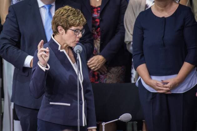 Berlin, special session of the German Bundestag Germany, Berlin 24 07 2019 The picture shows Annegret Kramp Karrenbauer Federal Minister of Defence, CDU during the swearing-in ceremony in the provisional plenary hall of the Paul Löbe Haus Berlin Bundestag Berlin Germany